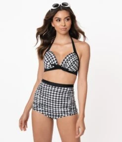 Unique Vintage Black & White Houndstooth Monroe High Waist Swim Bottom 10 Unique Vintage Black & White Houndstooth Monroe High Waist Swim Bottom -New Dress Store unique vintage black white houndstooth monroe high waist swim bottom 818939