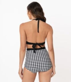 Unique Vintage Black & White Houndstooth Monroe High Waist Swim Bottom 8 Unique Vintage Black & White Houndstooth Monroe High Waist Swim Bottom -New Dress Store unique vintage black white houndstooth monroe high waist swim bottom 873799
