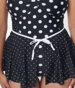 Unique Vintage Black & White Polka Dot Skirted Swimsuit -New Dress Store unique vintage black white polka dot skirted swimsuit 720375