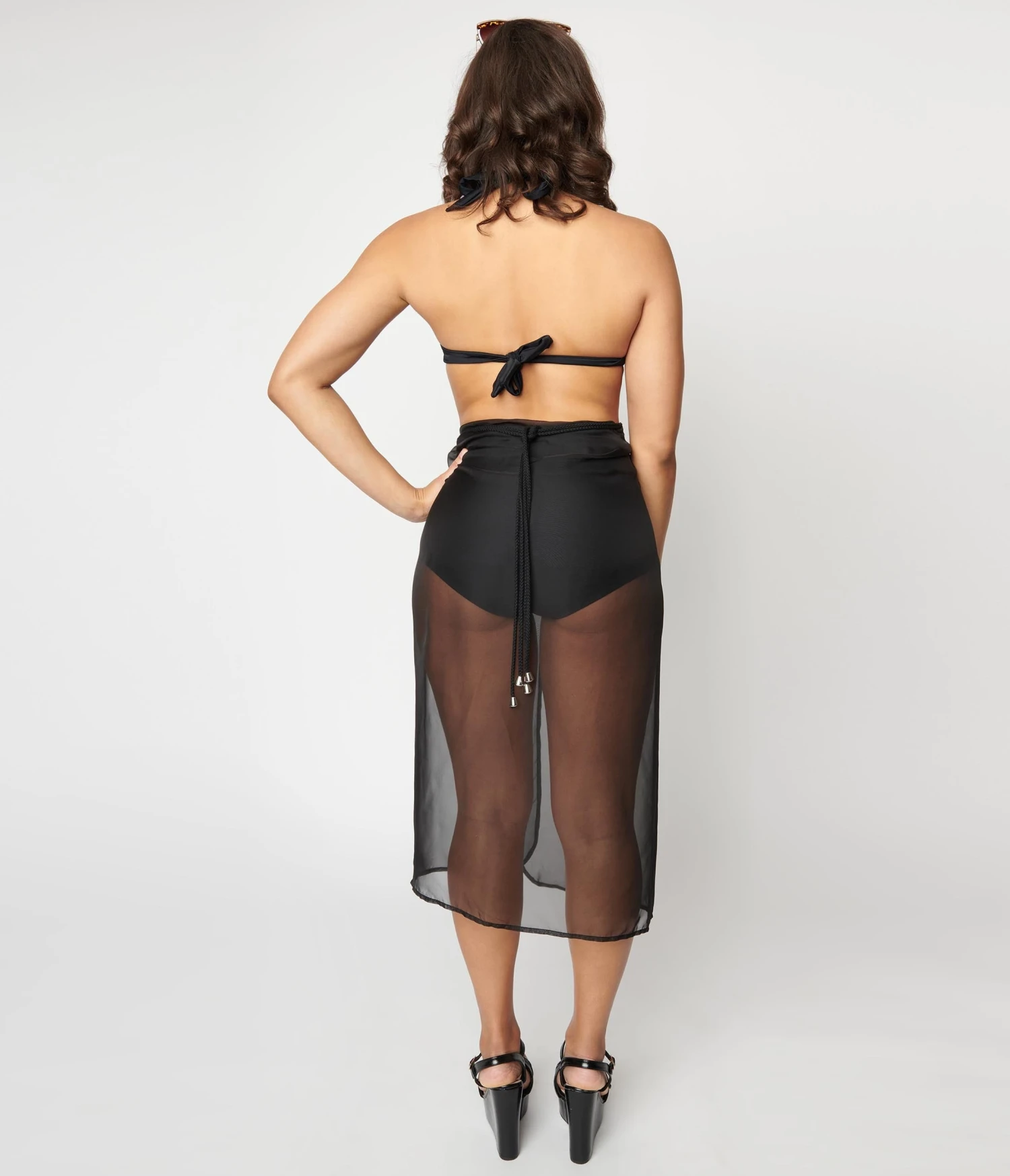 Unique Vintage Black Wrap Sarong Coverup 2 Unique Vintage Black Wrap Sarong Coverup - Image 2