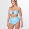 Unique Vintage Blue Gingham Ruffle High Waist Swim Bottom