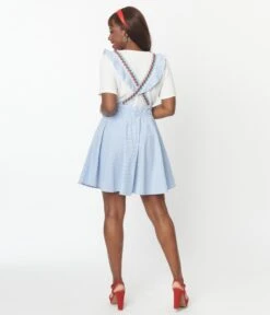 Unique Vintage Blue & White Gingham Ruffle Pinafore 8 Unique Vintage Blue & White Gingham Ruffle Pinafore -New Dress Store unique vintage blue white gingham ruffle pinafore 734667