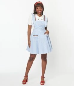 Unique Vintage Blue & White Gingham Ruffle Pinafore 9 Unique Vintage Blue & White Gingham Ruffle Pinafore -New Dress Store unique vintage blue white gingham ruffle pinafore 949152