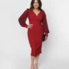 Unique Vintage Burgundy Delores Wiggle Dress