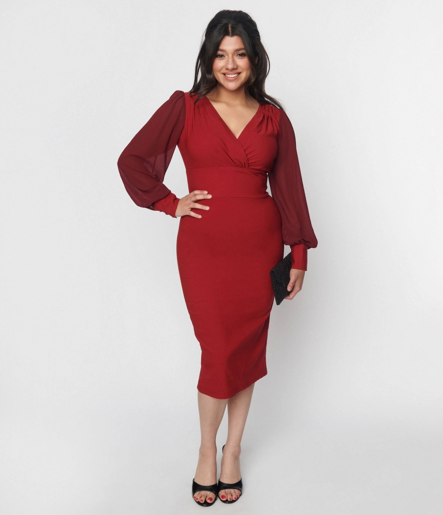 Unique Vintage Burgundy Delores Wiggle Dress 1 Unique Vintage Burgundy Delores Wiggle Dress