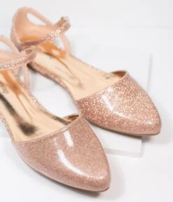 Unique Vintage Champagne Glitter Libby Flats -New Dress Store unique vintage champagne glitter libby flats 870788