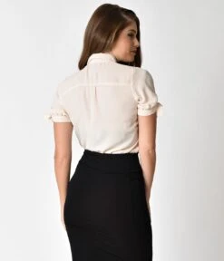 Unique Vintage Cream Short Sleeve Colvin Blouse 9 Unique Vintage Cream Short Sleeve Colvin Blouse -New Dress Store unique vintage cream short sleeve colvin blouse 645415