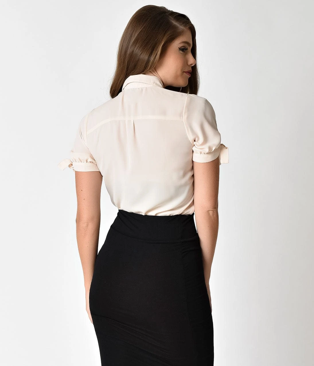 Unique Vintage Cream Short Sleeve Colvin Blouse 5 Unique Vintage Cream Short Sleeve Colvin Blouse - Image 5