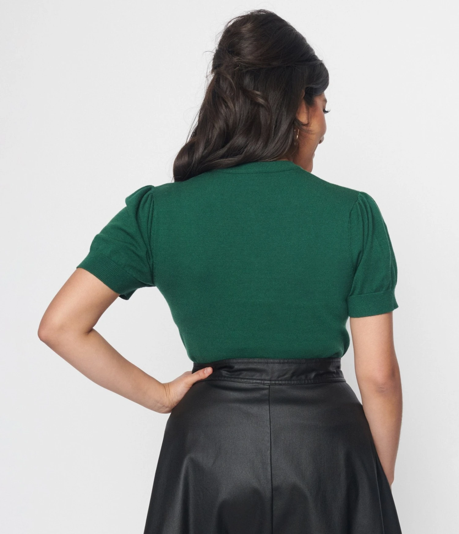 Unique Vintage Emerald Satin Bow Cutout Sweater 2 Unique Vintage Emerald Satin Bow Cutout Sweater - Image 2