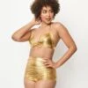 Unique Vintage Gold Monroe High Waist Swim Bottom
