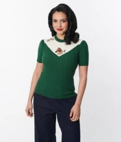 Unique Vintage Green & Ivory Western Floral Embroidered Park City Sweater 9 Unique Vintage Green & Ivory Western Floral Embroidered Park City Sweater -New Dress Store unique vintage green ivory western floral embroidered park city sweater 331293