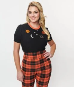 Unique Vintage Halloween Cable Embroidered Sweater -New Dress Store unique vintage halloween cable embroidered sweater 383117