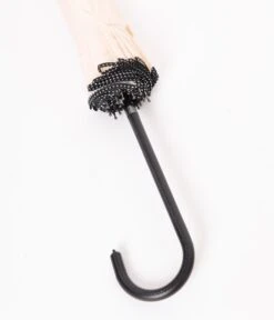 Unique Vintage Ivory & Black Polka Dot Princess Pagoda Umbrella -New Dress Store unique vintage ivory black polka dot princess pagoda umbrella 747390