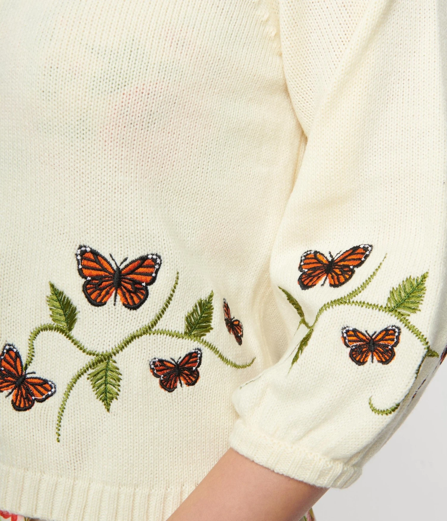 Unique Vintage Ivory Blouson Sleeve Cardigan 2 Unique Vintage Ivory Blouson Sleeve Cardigan - Image 2