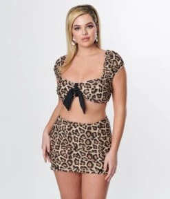 Unique Vintage Leopard Bow Bandeau Swim Top -New Dress Store unique vintage leopard bow bandeau swim top 696065