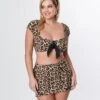 Unique Vintage Leopard Bow Bandeau Swim Top