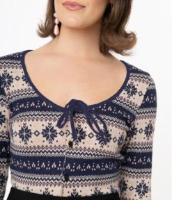 Unique Vintage Navy Snowflake Fair Isle Dandy Cardigan -New Dress Store unique vintage navy snowflake fair isle dandy cardigan 684955