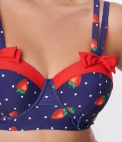 Unique Vintage Navy Strawberry Pin Dot Bowed Over Swim Top 7 Unique Vintage Navy Strawberry Pin Dot Bowed Over Swim Top -New Dress Store unique vintage navy strawberry pin dot bowed over swim top 736241