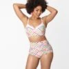 Unique Vintage Pastel Madras Gingham Monroe Swim Bottom
