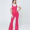 Unique Vintage Pink & Glitter Stars Flare Pants