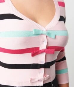 Unique Vintage Pink & Multi Stripe Cardigan 8 Unique Vintage Pink & Multi Stripe Cardigan -New Dress Store unique vintage pink multi stripe cardigan 850597