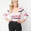 Unique Vintage Pink & Multi Stripe Cardigan