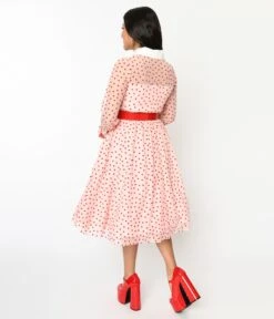 Unique Vintage Pink & Red Flocked Hearts Tulle Swing Dress 5 Unique Vintage Pink & Red Flocked Hearts Tulle Swing Dress -New Dress Store unique vintage pink red flocked hearts tulle swing dress 890754