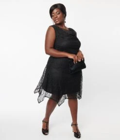 Unique Vintage Plus Size 1920s Black Lace Hemingway Flapper Dress -New Dress Store unique vintage plus size 1920s black lace hemingway flapper dress 161002