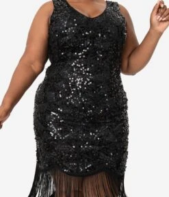 Unique Vintage Plus Size 1920s Style Black Beaded & Sequin Adalene Cocktail Flapper Dress 7 Unique Vintage Plus Size 1920s Style Black Beaded & Sequin Adalene Cocktail Flapper Dress -New Dress Store unique vintage plus size 1920s style black beaded sequin adalene cocktail flapper dress 167803