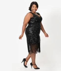 Unique Vintage Plus Size 1920s Style Black Beaded & Sequin Adalene Cocktail Flapper Dress 8 Unique Vintage Plus Size 1920s Style Black Beaded & Sequin Adalene Cocktail Flapper Dress -New Dress Store unique vintage plus size 1920s style black beaded sequin adalene cocktail flapper dress 327205