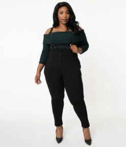 Unique Vintage Plus Size Black Moorehead Skinny Suspender Pants 8 Unique Vintage Plus Size Black Moorehead Skinny Suspender Pants -New Dress Store unique vintage plus size black moorehead skinny suspender pants 451123