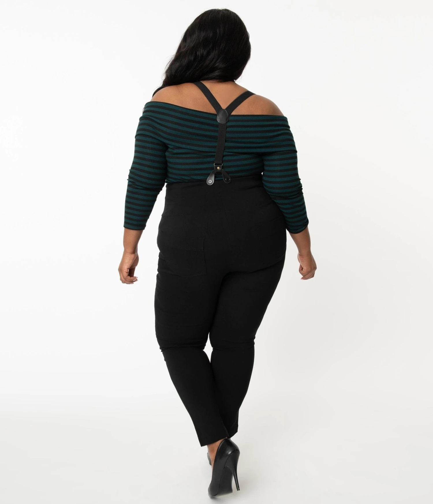 Unique Vintage Plus Size Black Moorehead Skinny Suspender Pants 2 Unique Vintage Plus Size Black Moorehead Skinny Suspender Pants - Image 2