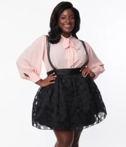 Unique Vintage Plus Size Black Polka Dot Tulle Suspender Mini Skirt 9 Unique Vintage Plus Size Black Polka Dot Tulle Suspender Mini Skirt -New Dress Store unique vintage plus size black polka dot tulle suspender mini skirt 509504