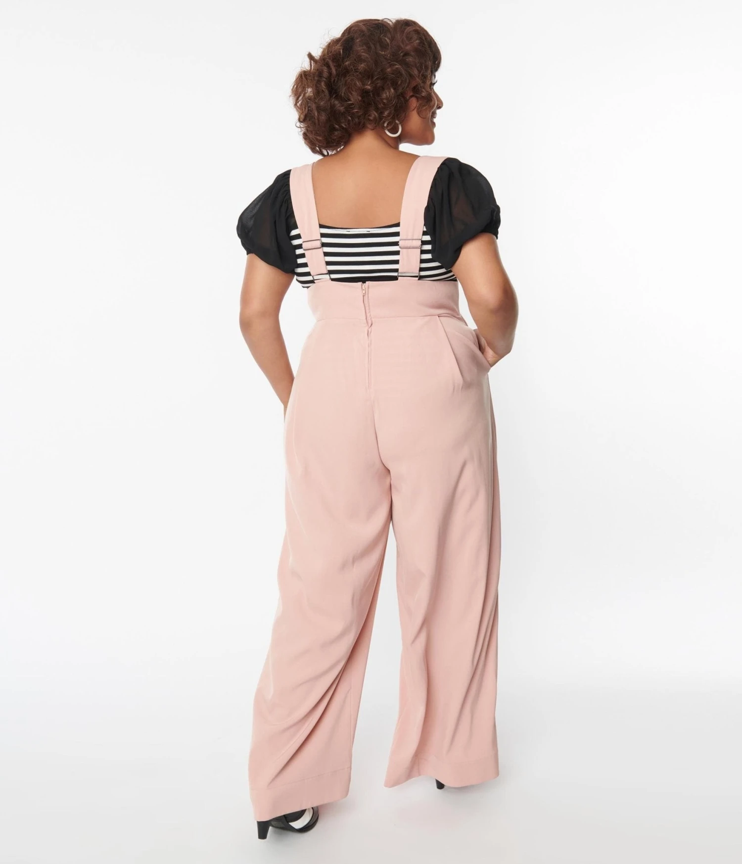 Unique Vintage Plus Size Blush Rochelle Suspender Pants 2 Unique Vintage Plus Size Blush Rochelle Suspender Pants - Image 2