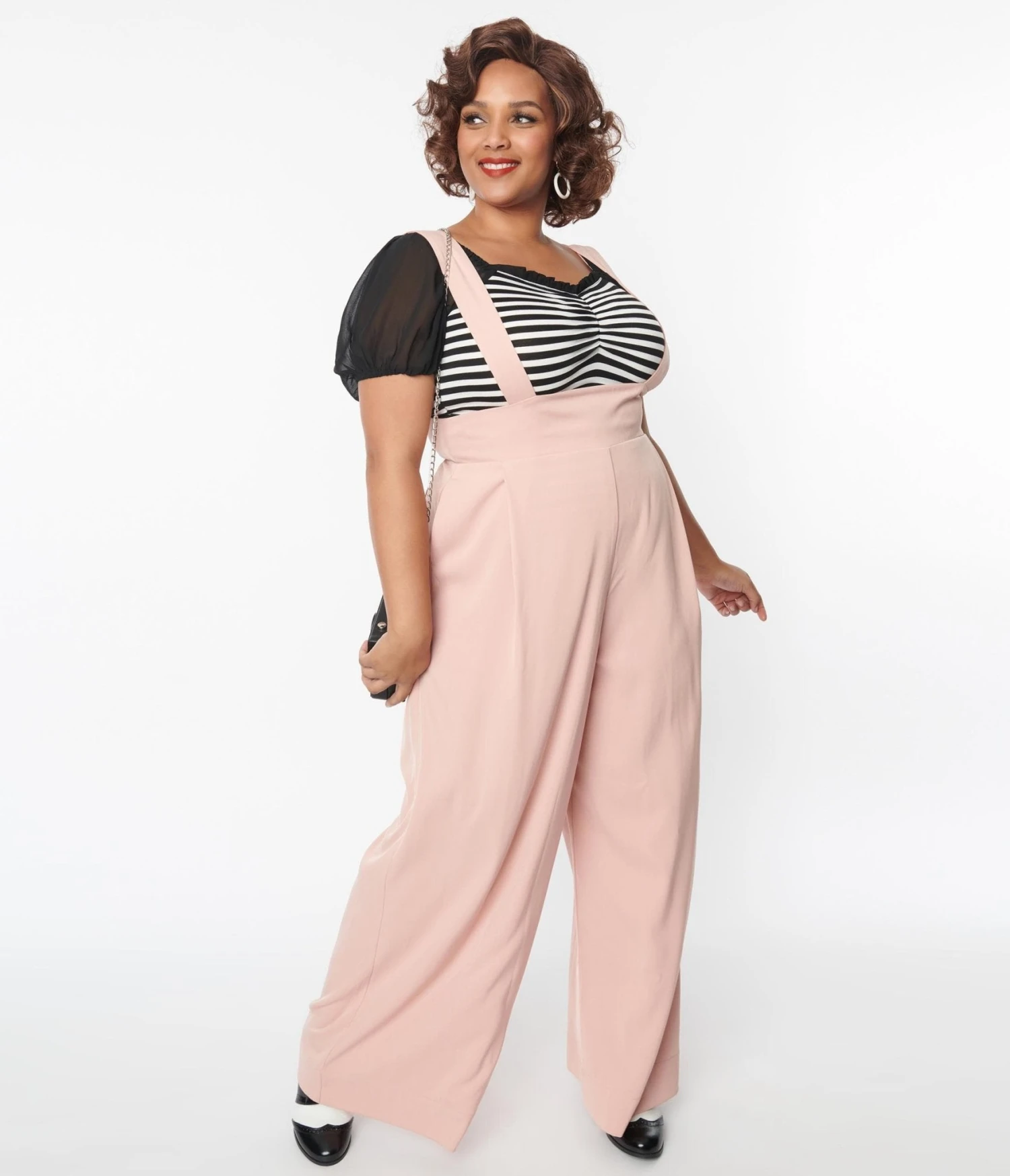 Unique Vintage Plus Size Blush Rochelle Suspender Pants 3 Unique Vintage Plus Size Blush Rochelle Suspender Pants - Image 3