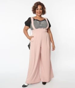 Unique Vintage Plus Size Blush Rochelle Suspender Pants 9 Unique Vintage Plus Size Blush Rochelle Suspender Pants -New Dress Store unique vintage plus size blush rochelle suspender pants 850900