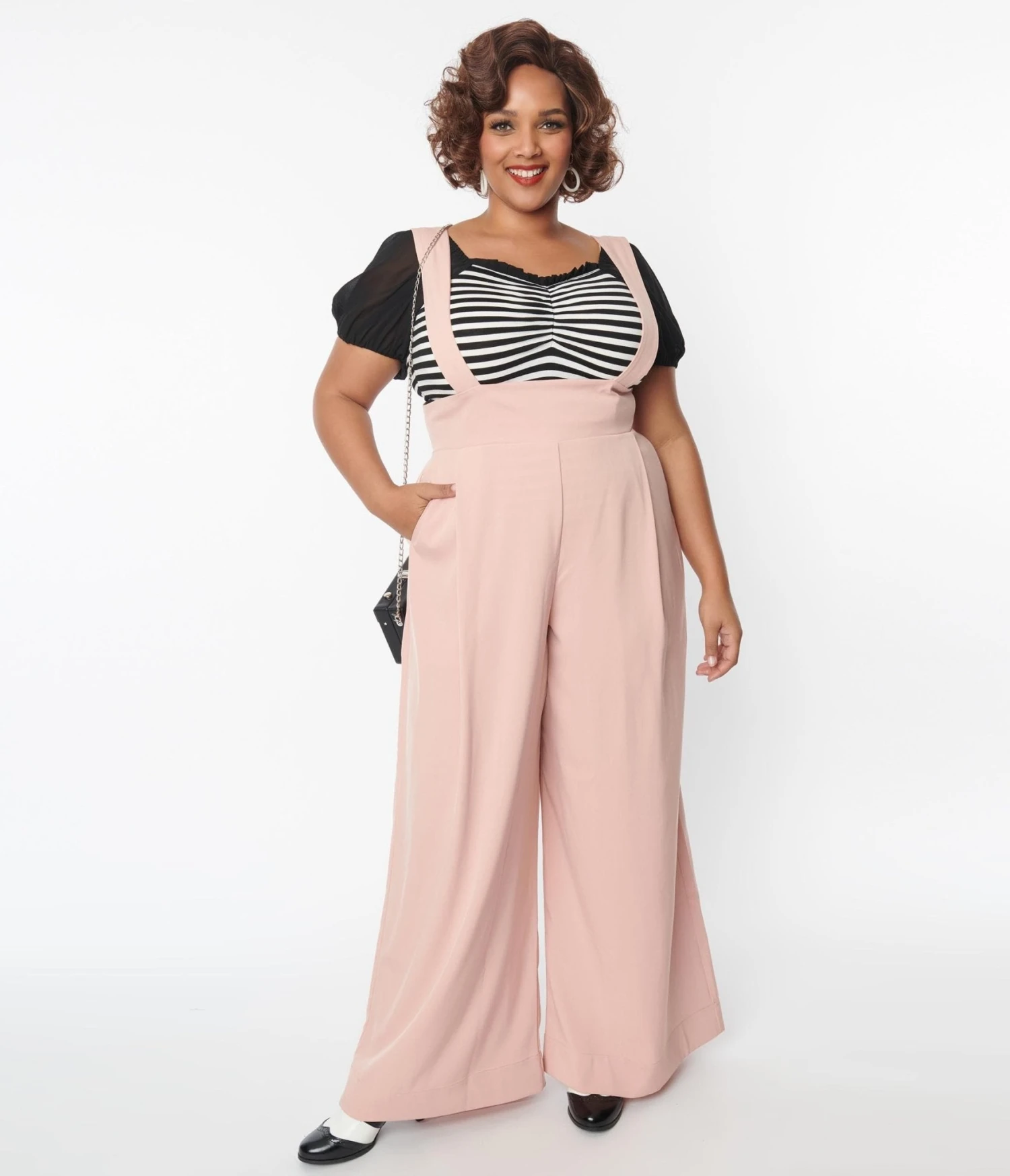 Unique Vintage Plus Size Blush Rochelle Suspender Pants 4 Unique Vintage Plus Size Blush Rochelle Suspender Pants - Image 4