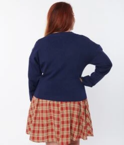 Unique Vintage Plus Size Navy & Duck Argyle Sweater Cardigan -New Dress Store unique vintage plus size navy duck argyle sweater cardigan 285436