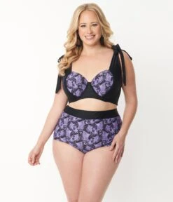 Unique Vintage Plus Size Purple Lacy Bats Mrs Cooper Swim Bottoms -New Dress Store unique vintage plus size purple lacy bats mrs cooper swim bottoms 241219