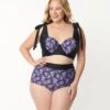 Unique Vintage Plus Size Purple Lacy Bats Mrs Cooper Swim Bottoms