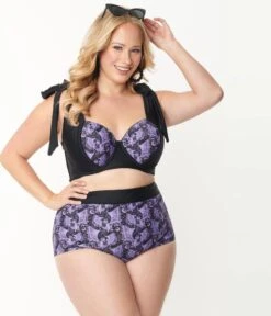 Unique Vintage Plus Size Purple Lacy Bats Mrs Cooper Swim Bottoms -New Dress Store unique vintage plus size purple lacy bats mrs cooper swim bottoms 605259