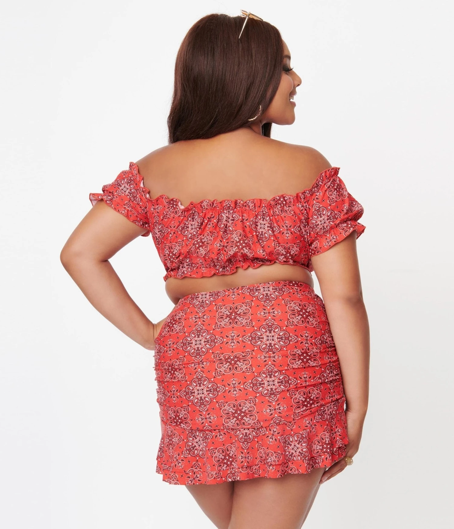 Unique Vintage Plus Size Red Bandana Print Alice Swim Skirt 3 Unique Vintage Plus Size Red Bandana Print Alice Swim Skirt - Image 3
