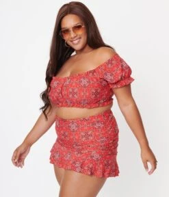 Unique Vintage Plus Size Red Bandana Print Alice Swim Skirt 9 Unique Vintage Plus Size Red Bandana Print Alice Swim Skirt -New Dress Store unique vintage plus size red bandana print alice swim skirt 479269