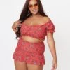 Unique Vintage Plus Size Red Bandana Print Alice Swim Skirt