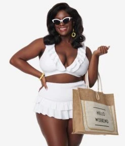 Unique Vintage Plus Size White Shirred Skirt Swim Bottom 9 Unique Vintage Plus Size White Shirred Skirt Swim Bottom -New Dress Store unique vintage plus size white shirred skirt swim bottom 561295