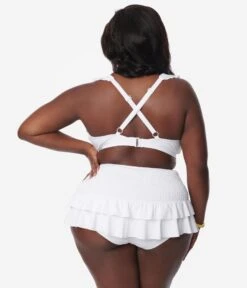Unique Vintage Plus Size White Shirred Skirt Swim Bottom 8 Unique Vintage Plus Size White Shirred Skirt Swim Bottom -New Dress Store unique vintage plus size white shirred skirt swim bottom 681787