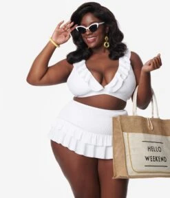 Unique Vintage Plus Size White Shirred Skirt Swim Bottom 10 Unique Vintage Plus Size White Shirred Skirt Swim Bottom -New Dress Store unique vintage plus size white shirred skirt swim bottom 931525
