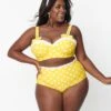 Unique Vintage Plus Size Yellow & White Polka Dot Cape May Swim Bottoms