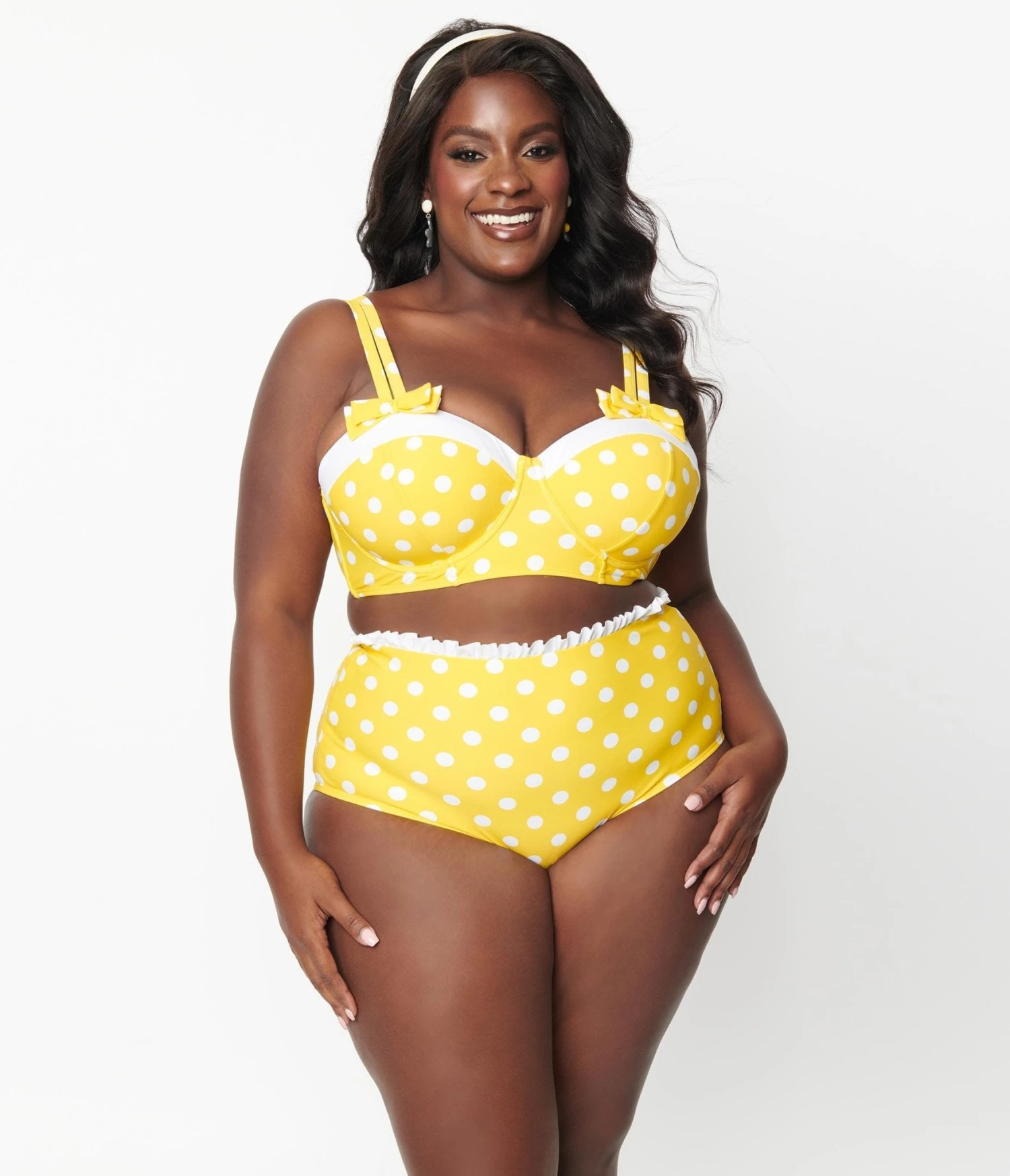Unique Vintage Plus Size Yellow & White Polka Dot Cape May Swim Bottoms 5 Unique Vintage Plus Size Yellow & White Polka Dot Cape May Swim Bottoms - Image 5
