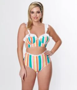 Unique Vintage Rainbow Striped Southampton Swim Top -New Dress Store unique vintage rainbow striped southampton swim top 897716